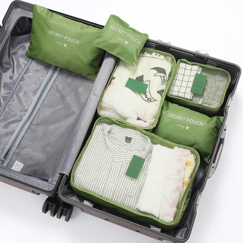 Water-Resistant Oxford Fabric 6-Piece Travel Luggage Organizer Set with Zipper and Mesh Window