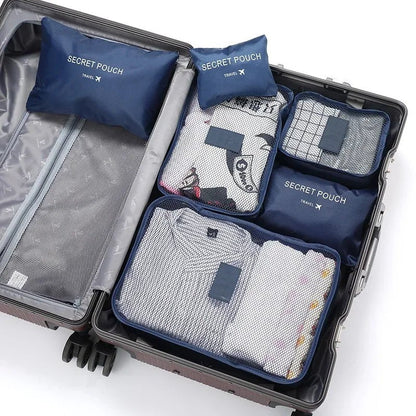 Water-Resistant Oxford Fabric 6-Piece Travel Luggage Organizer Set with Zipper and Mesh Window