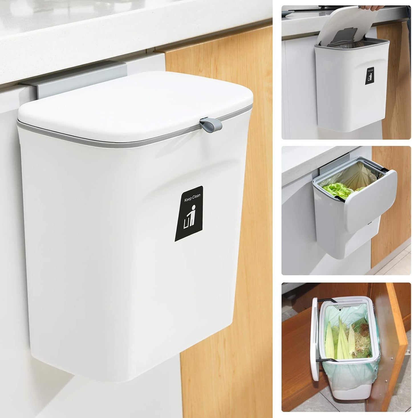 9-Liter Kitchen Compost Container with Lid, Clip-Lock Mount & 20 Bags