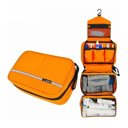 Travel Toiletry Organizer with Hook, Water-Resistant, Foldable, 24x15x10 cm, Oxford Fabric
