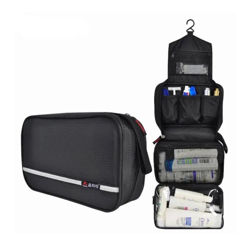 Travel Toiletry Organizer with Hook, Water-Resistant, Foldable, 24x15x10 cm, Oxford Fabric