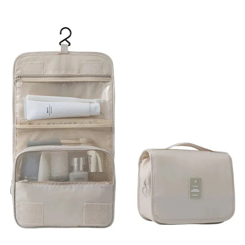 Hanging Travel Toiletry Organizer with Hook – Water-Resistant Polyester, 40 cm, Multiple Pockets and Transparent PVC Compartment