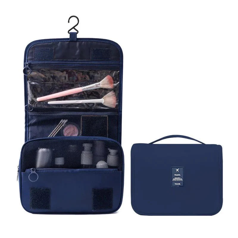 Hanging Travel Toiletry Organizer with Hook – Water-Resistant Polyester, 40 cm, Multiple Pockets and Transparent PVC Compartment