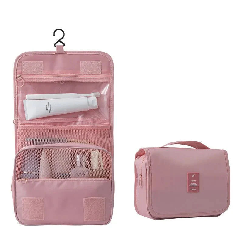 Hanging Travel Toiletry Organizer with Hook – Water-Resistant Polyester, 40 cm, Multiple Pockets and Transparent PVC Compartment