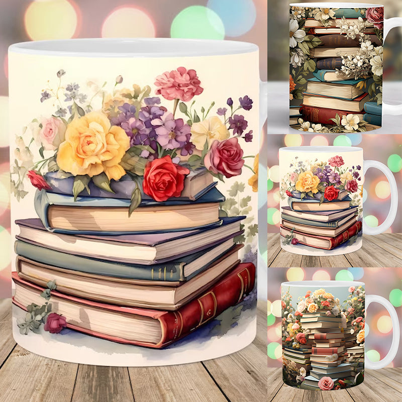 Charming Floral Book Mug for Coffee Lovers - Perfect Gift