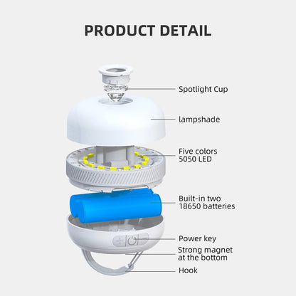 Rechargeable Camping Lantern with 5200mAh Battery – Multi-Color Light