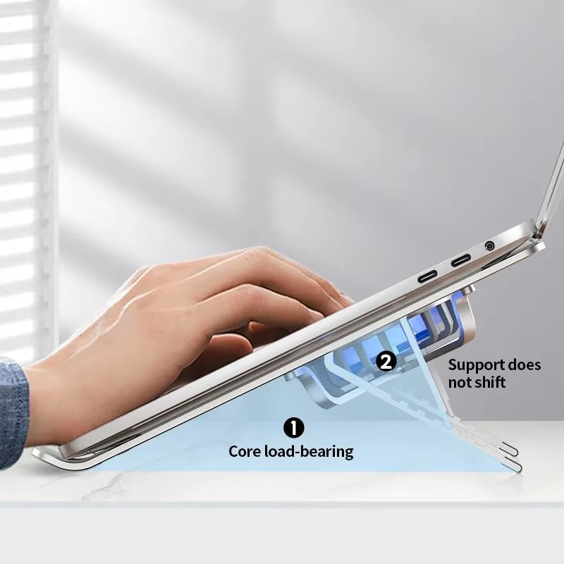 Adjustable Height Laptop Stand with 360° Rotating Cooling Fans