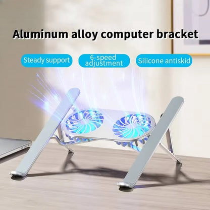 Adjustable Height Laptop Stand with 360° Rotating Cooling Fans