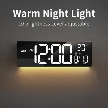 Stylish Oversized LED Wall Clock with Colorful Nightlight