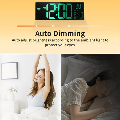Stylish Oversized LED Wall Clock with Colorful Nightlight