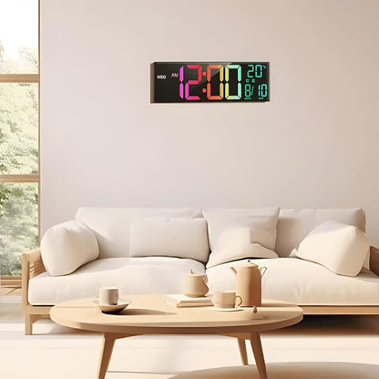 Stylish Oversized LED Wall Clock with Colorful Nightlight