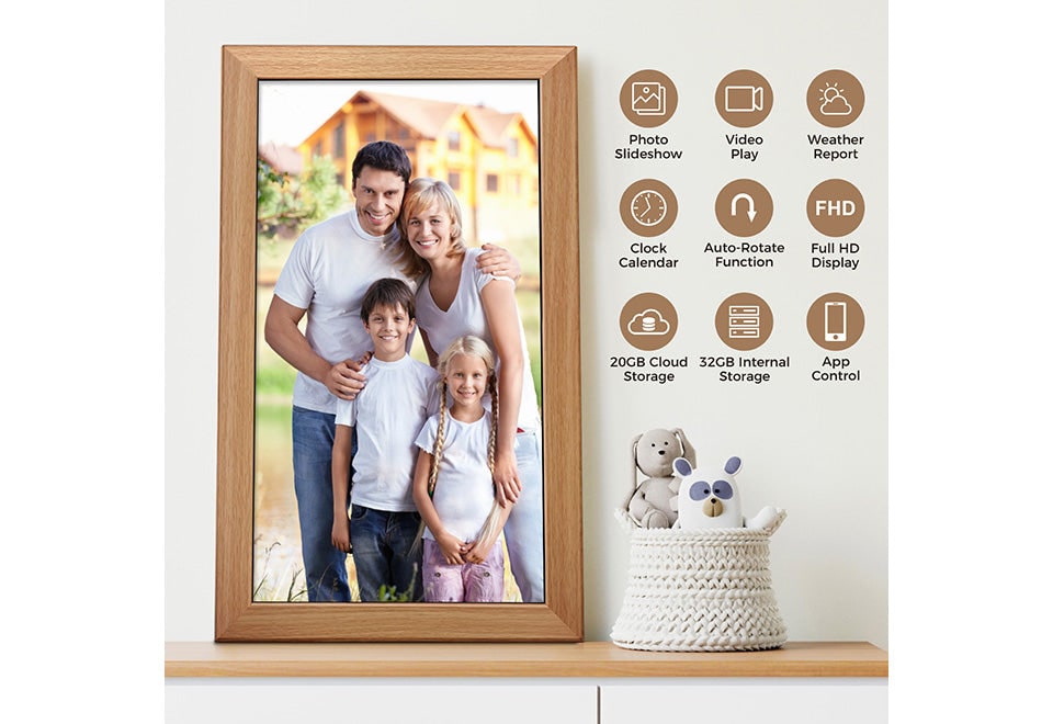 21.5-Inch Smart Photo Frame with Cloud Sharing & Auto Rotate