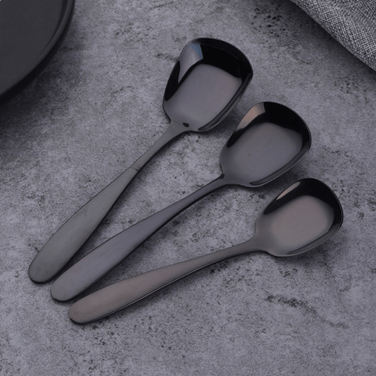 3-Piece Flat Bottom Serving Spoon Set in Stainless Steel