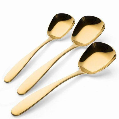 3-Piece Flat Bottom Serving Spoon Set in Stainless Steel
