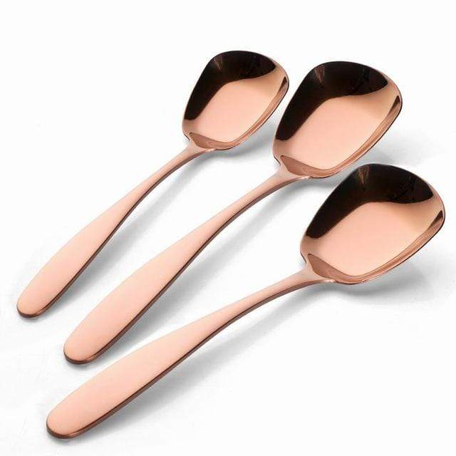 3-Piece Flat Bottom Serving Spoon Set in Stainless Steel