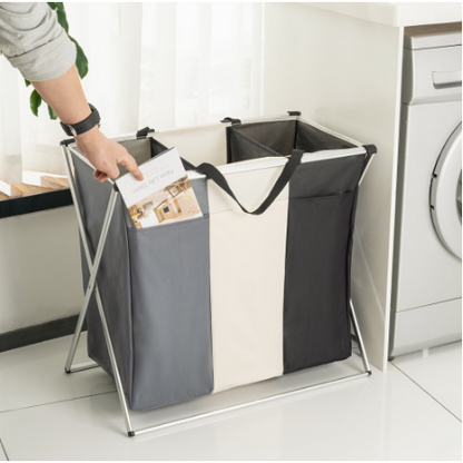 Tri-Section Laundry Organizer with Space-Saving Design