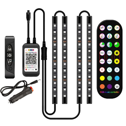 Dynamic Car Interior LED Lights with Remote and Music Sync