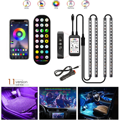 Dynamic Car Interior LED Lights with Remote and Music Sync