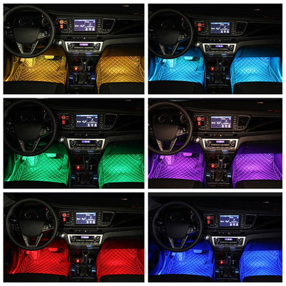 Dynamic Car Interior LED Lights with Remote and Music Sync