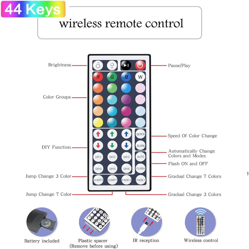 Vibrant RGB LED Strip Lights with Remote Control for Home Decor