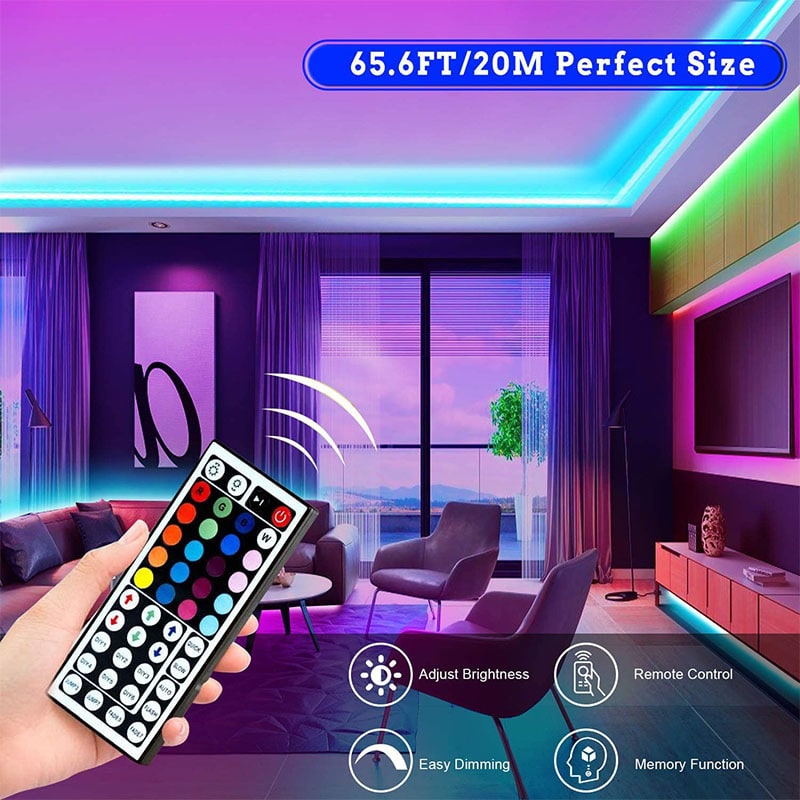 Vibrant RGB LED Strip Lights with Remote Control for Home Decor