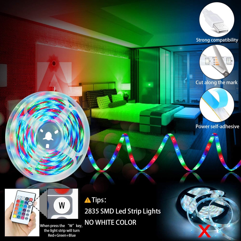 Vibrant Color Changing LED Strip Lights with Remote Control