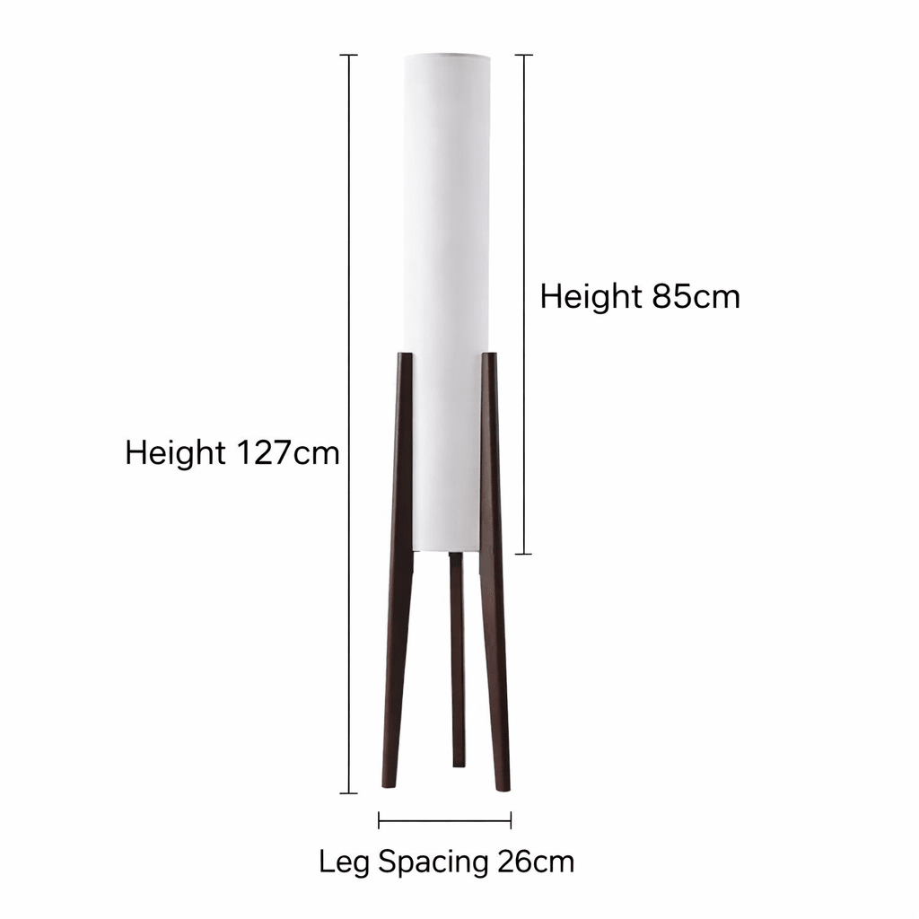 Elegant LED Floor Lamp with Wooden Tripod and Fabric Shade