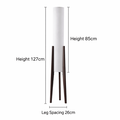 Elegant LED Floor Lamp with Wooden Tripod and Fabric Shade