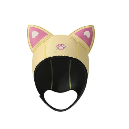 Warm Snorkeling Hat with Cute Cat Ear Design - Elastic Neoprene Hood