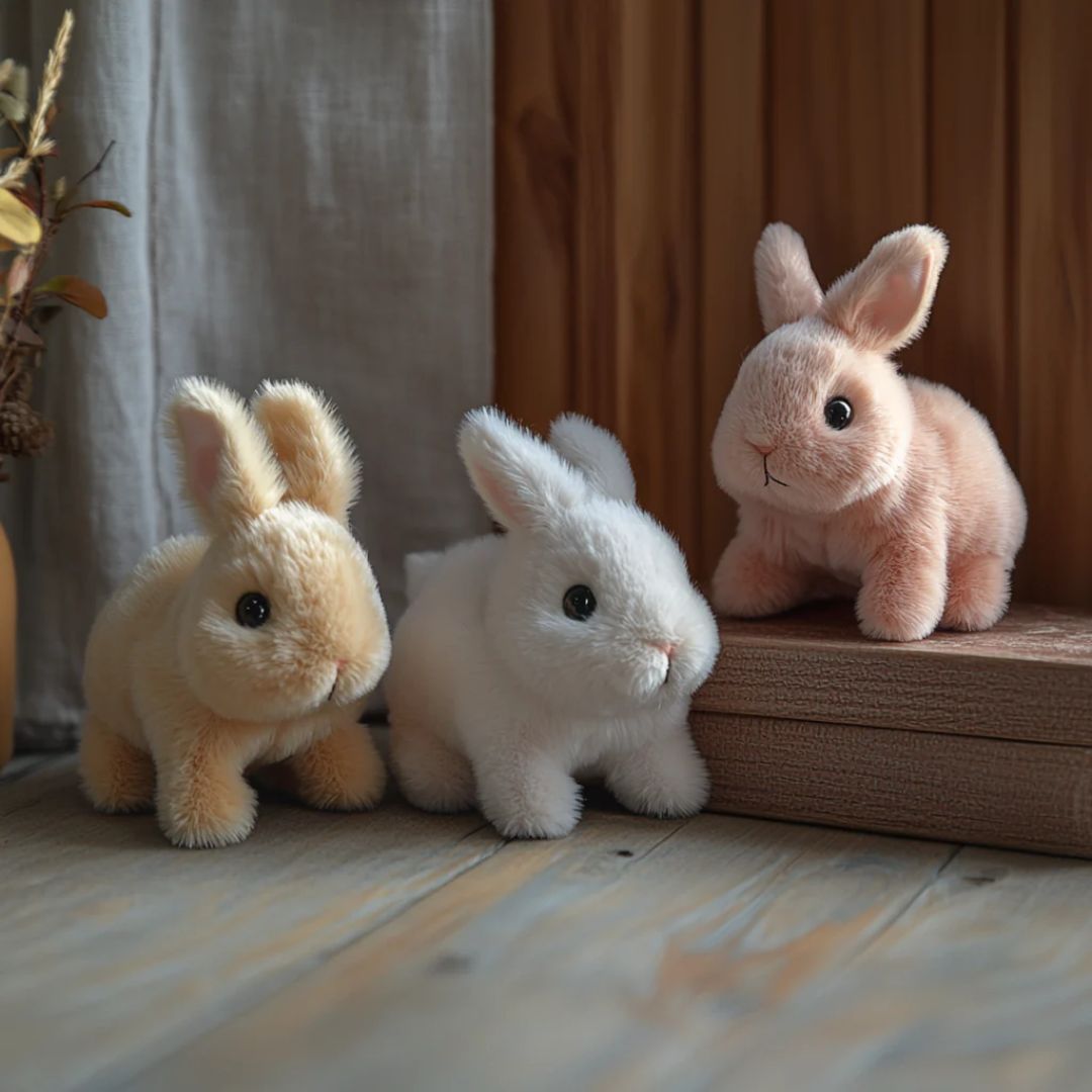 Realistic Plush Bunny Toy with Interactive Moving Features