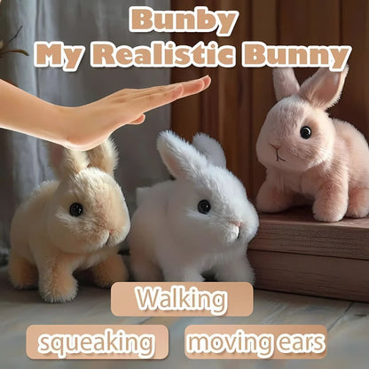 Realistic Plush Bunny Toy with Interactive Moving Features