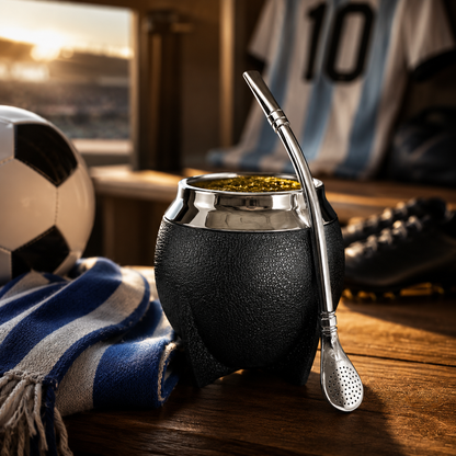Insulated Stainless Steel Yerba Mate Cup Set with Bombilla Straw & Brush - 10oz Travel Design
