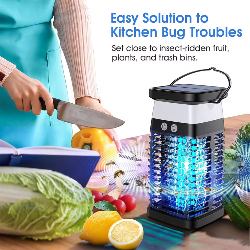 Solar Lantern and Bug Zapper for Outdoor Use – 2,100 Sq Ft Coverage
