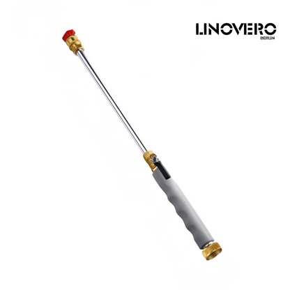 PowerSpray High-Pressure Nozzle for Garden Hoses 44.5 cm | Dual Nozzles: Stream & Fan | Stainless Steel/Copper, Leak-Proof, 1/2" & 3/4"
