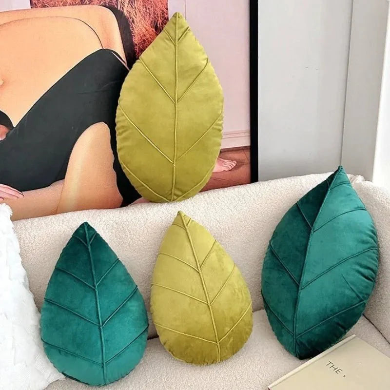 Natural Velvet Leaf Cushions – Soft Home Decor Accents