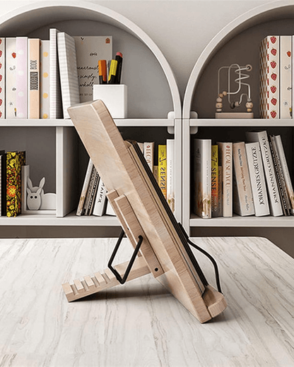 Natural Wood Book and Tablet Stand – Stylish and Functional Design
