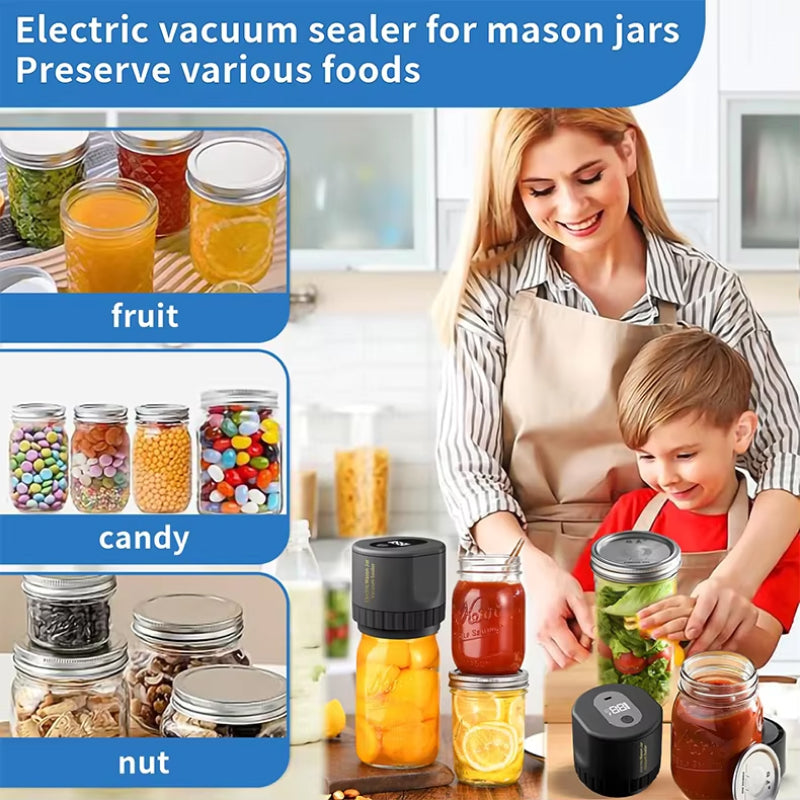 Electric Vacuum Sealer for Mason Jars - Preserves Food Freshness