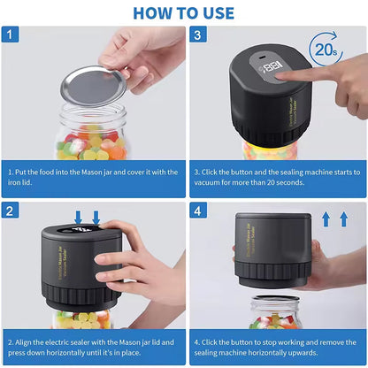 Electric Vacuum Sealer for Mason Jars - Preserves Food Freshness