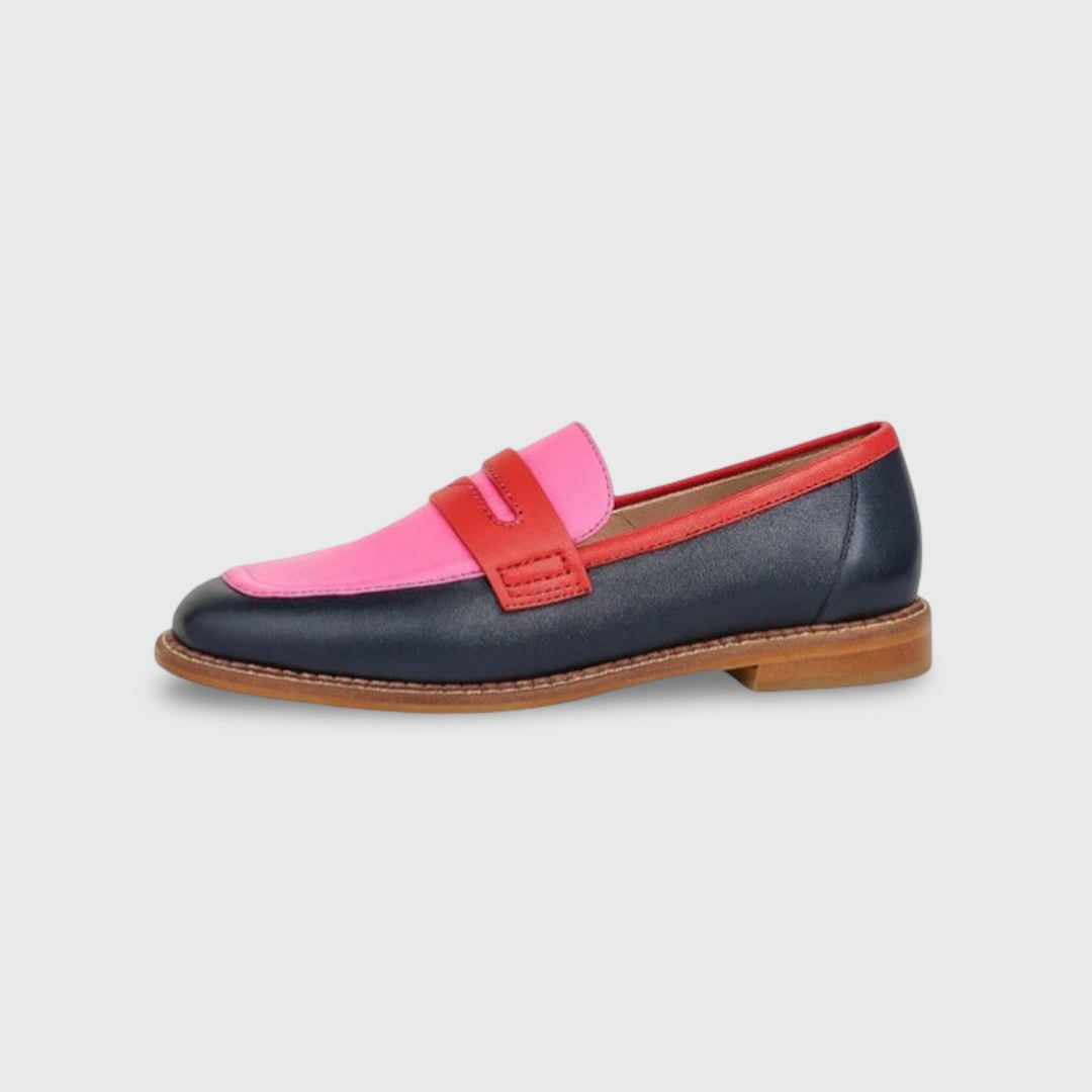 Chic Slip-On Low Heel Women's Loafers with Colorblock Design