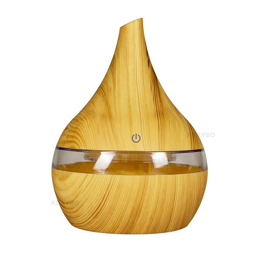 Aroma Humidifier with LED Mood Lighting – 500 ml WoodMist Design