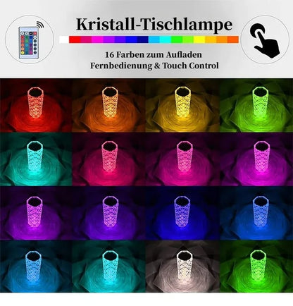 Luminous Crystal Table Lamp | 16-Color Mood Light with Touch Control