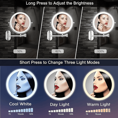 Rechargeable LED Touch Control Magnifying Mirror with LUMIVIEW