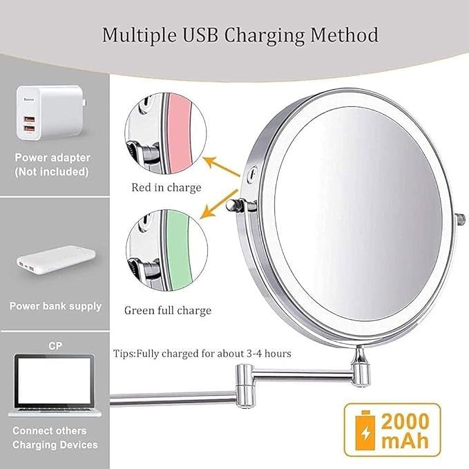 Rechargeable LED Touch Control Magnifying Mirror with LUMIVIEW