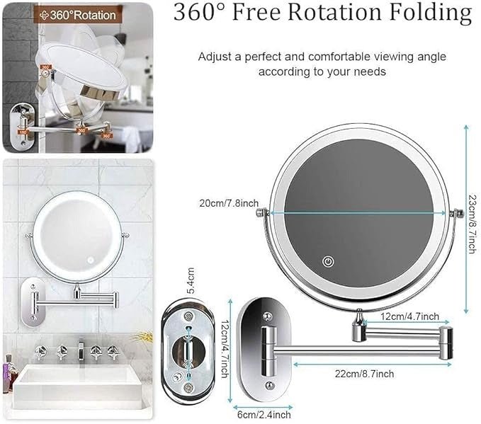 Rechargeable LED Touch Control Magnifying Mirror with LUMIVIEW