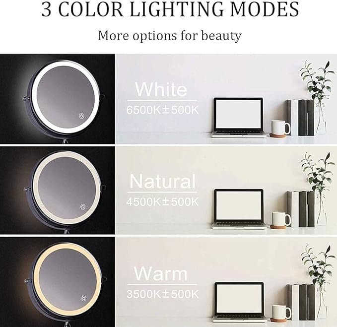 Rechargeable LED Touch Control Magnifying Mirror with LUMIVIEW