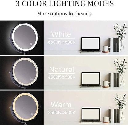 Rechargeable LED Touch Control Magnifying Mirror with LUMIVIEW