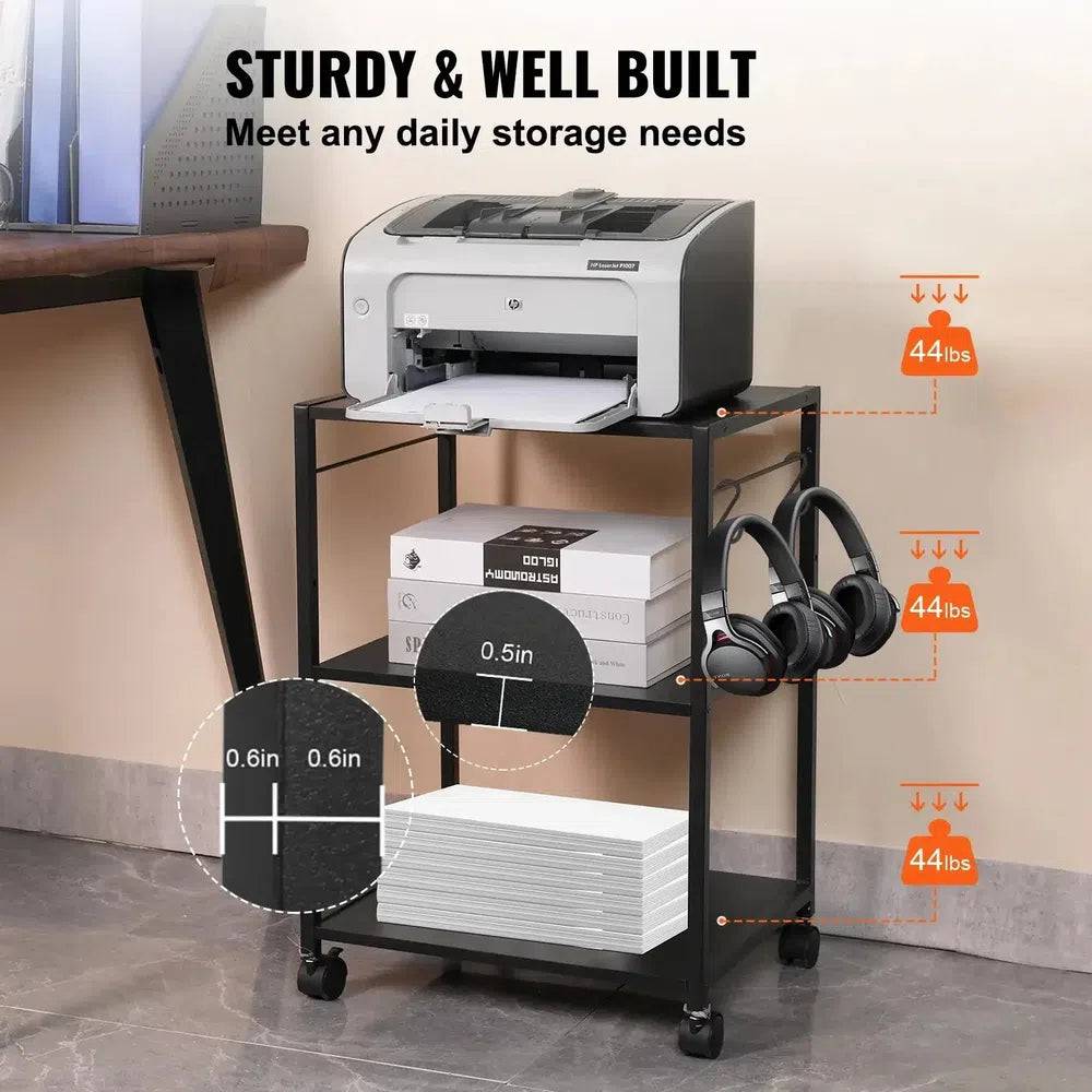 Versatile Mobile Printer Cart with Storage Solutions