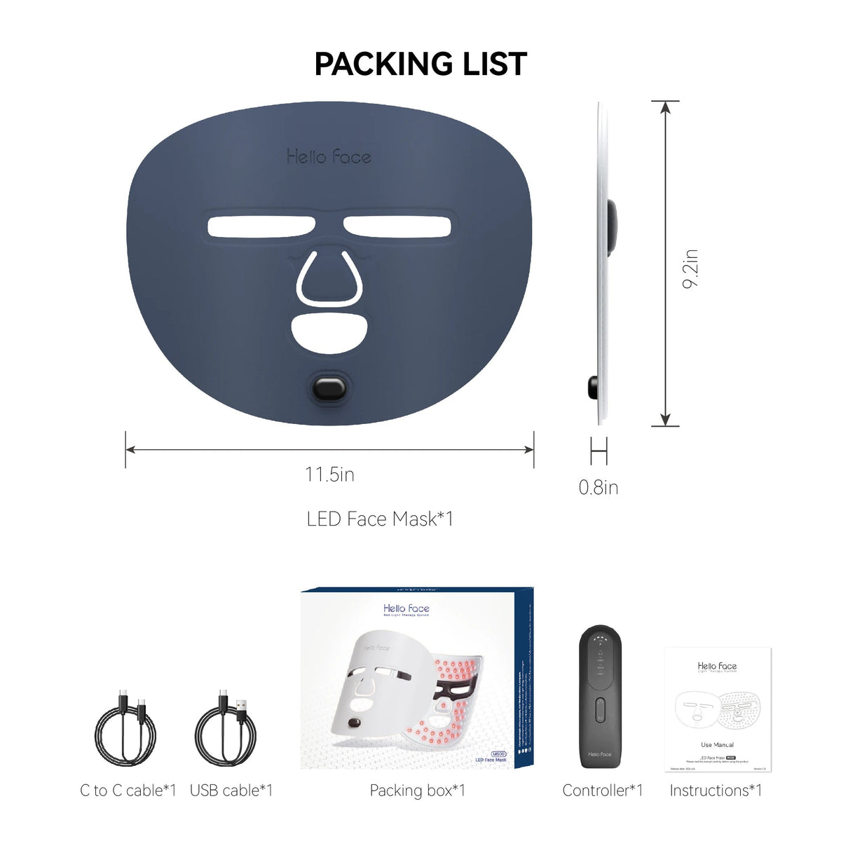 Wireless LED Facial Mask for Skin Treatment – Red, Blue, Near Infrared, 4 Modes