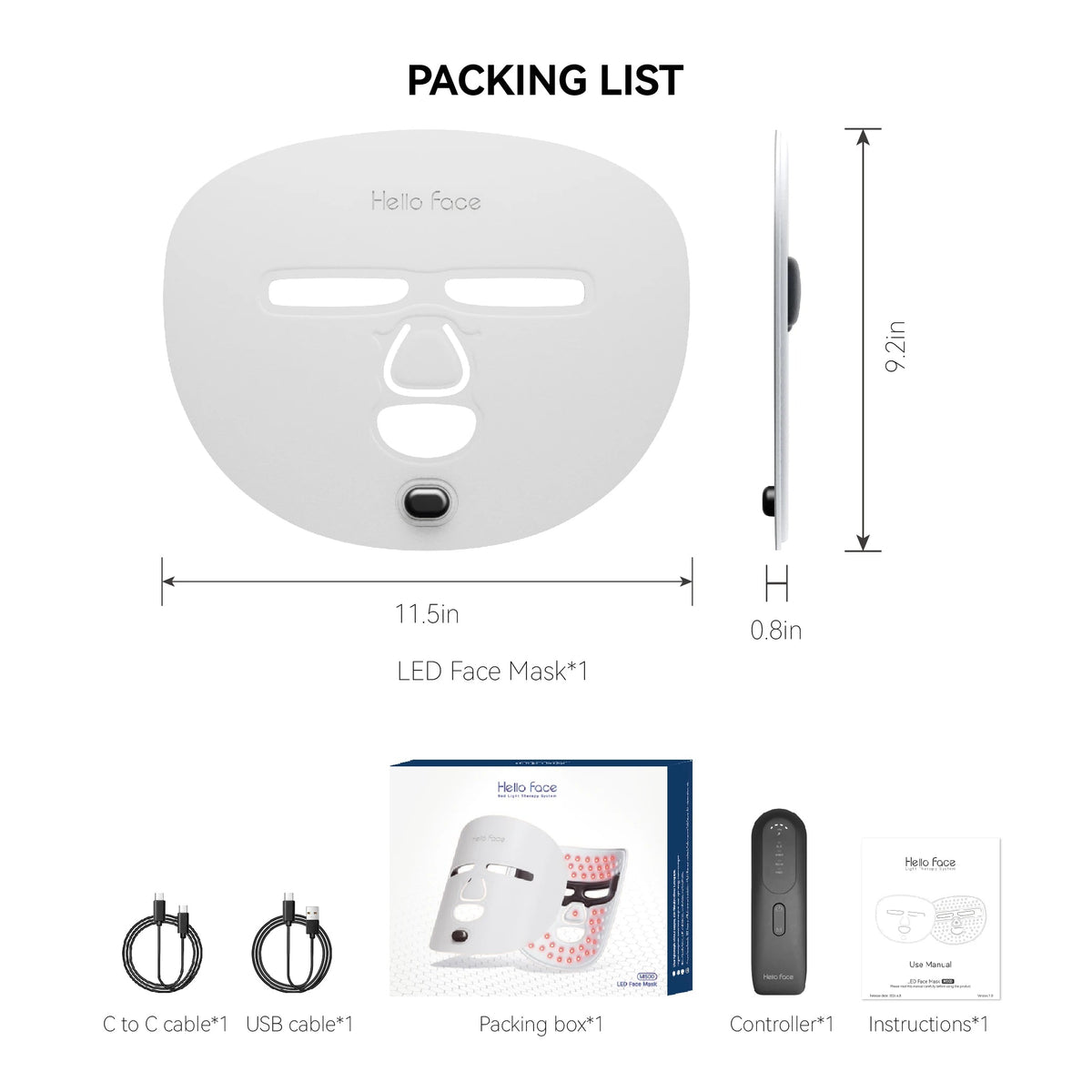 Wireless LED Facial Mask for Skin Treatment – Red, Blue, Near Infrared, 4 Modes