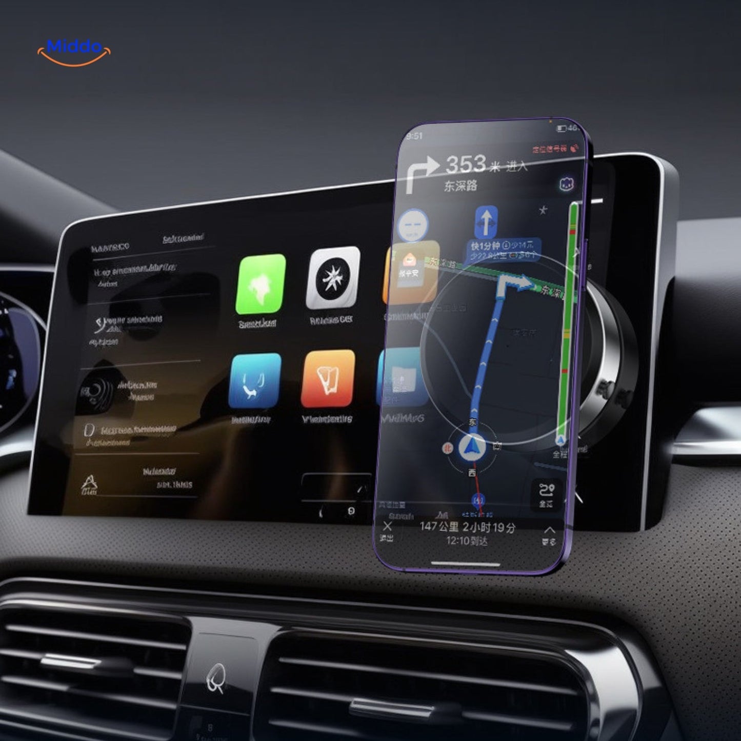 Portable 360° Car Mount with Strong Magnetic Suction for Secure Hold